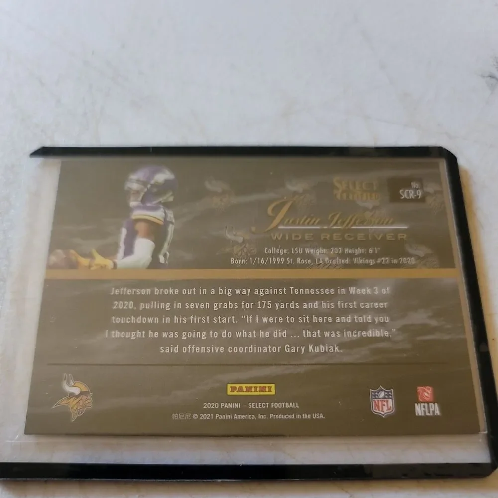 2020 Panini Select - Select Certified Rookies Justin Jefferson #SCR-9 (RC)